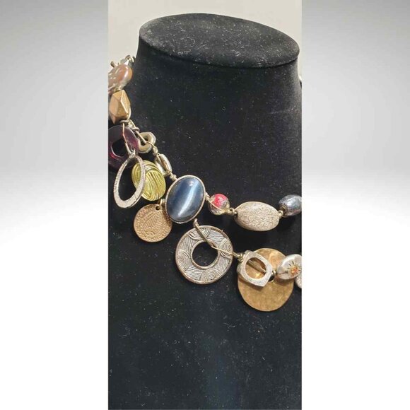 Vintage Chico's Jewelry Mixed Bead & Charm Necklace 2 Strand Adjustable - Picture 7 of 16